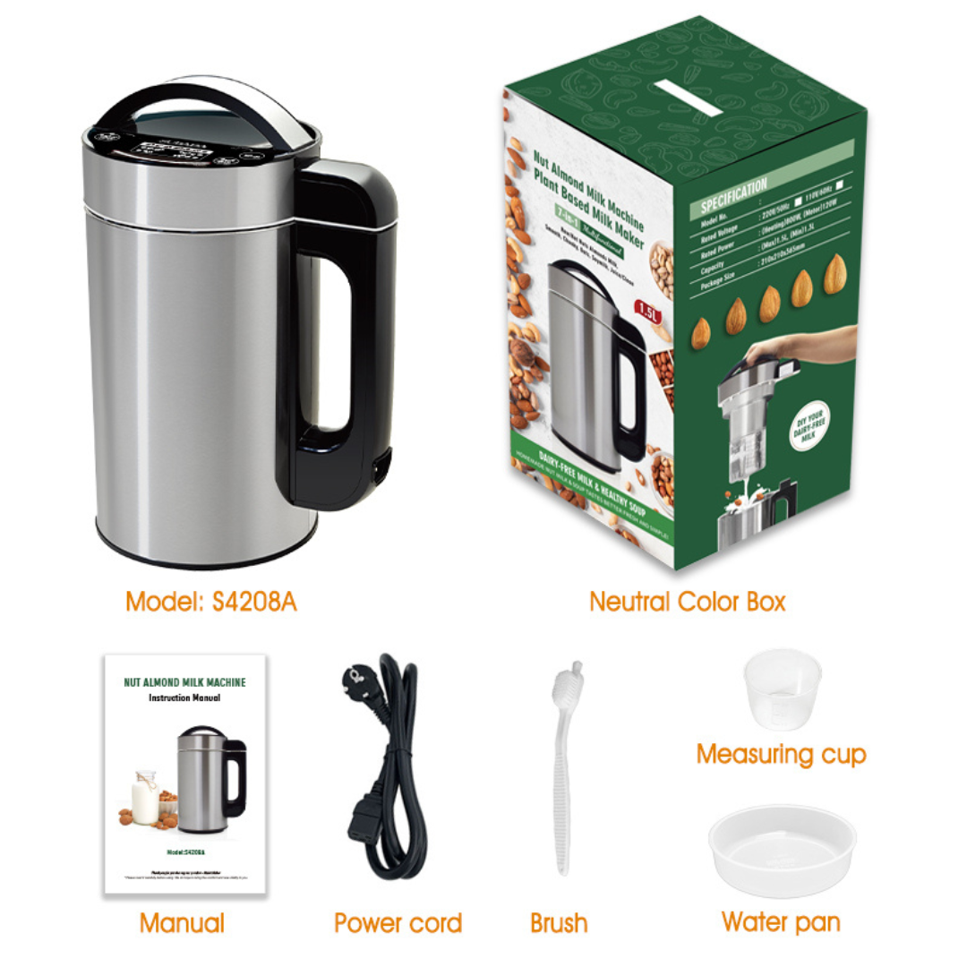 Nut Milk Maker - 1.5L, 8-in-1 Plant-based Milk for Hot/Cold Drinks, Smoothies & Soups